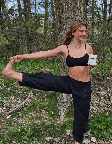 Practicing yoga outdoors with a Charm can